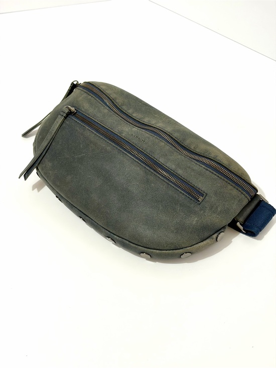 Hammitt Handbags - Hammitt Charles LgCrossbody Bag In Distressed Washed Slate Blue Leather/Gunmetal